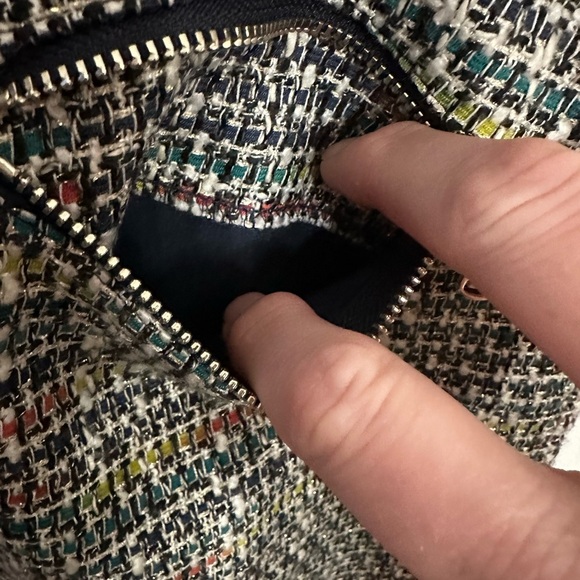 Loft multicolor tweed lined mini skirt with metallic thread, zip pockets size 8 - Picture 4 of 8